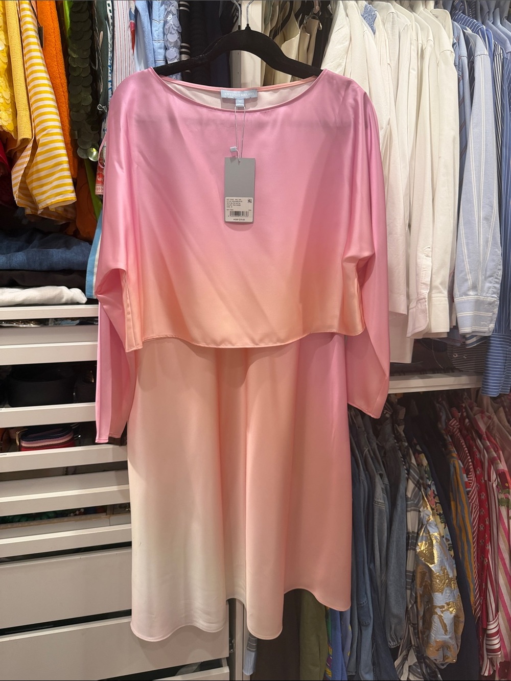 Women's Pink Ombre Satin Maxi Skirt and top